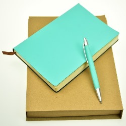 Sky Blue Soft Cover Notebook With Pen